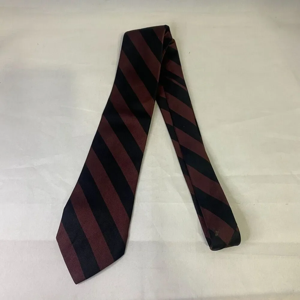 #6622 Maroon and Black Mens Striped Necktie, Tie